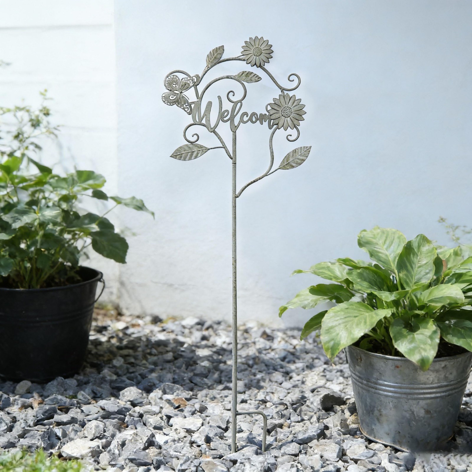 Decorative Metal Garden Stakes Welcome Sign Outdoor Yard Patio Art Decor