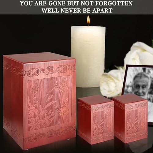 Handmade Wooden Cremation Urn for Adults, Engraved Decorative Funeral Box, Memor
