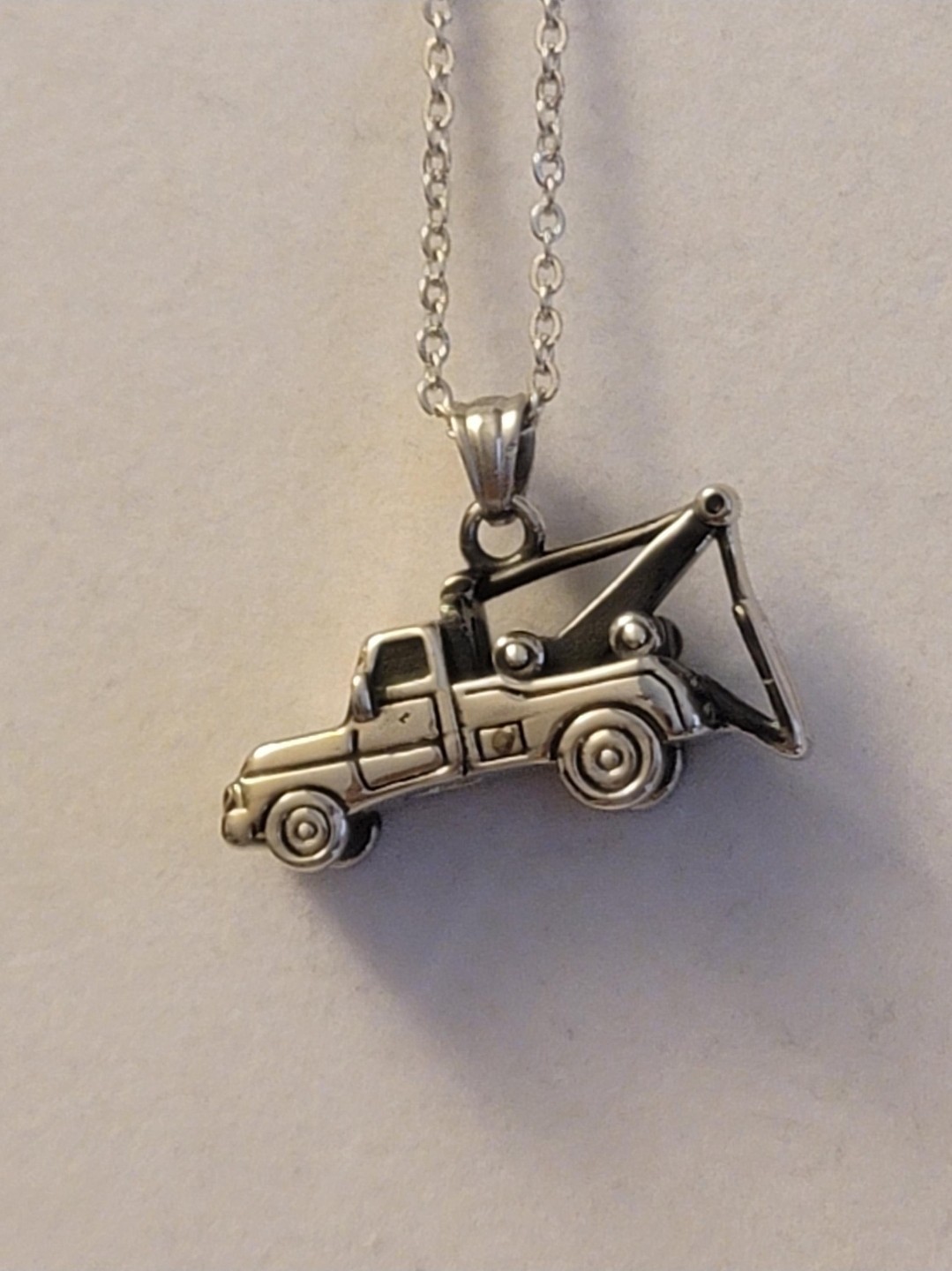 Silver Tow Truck Cremation Urn Necklace, Tow Truck Urn, Urn Necklace