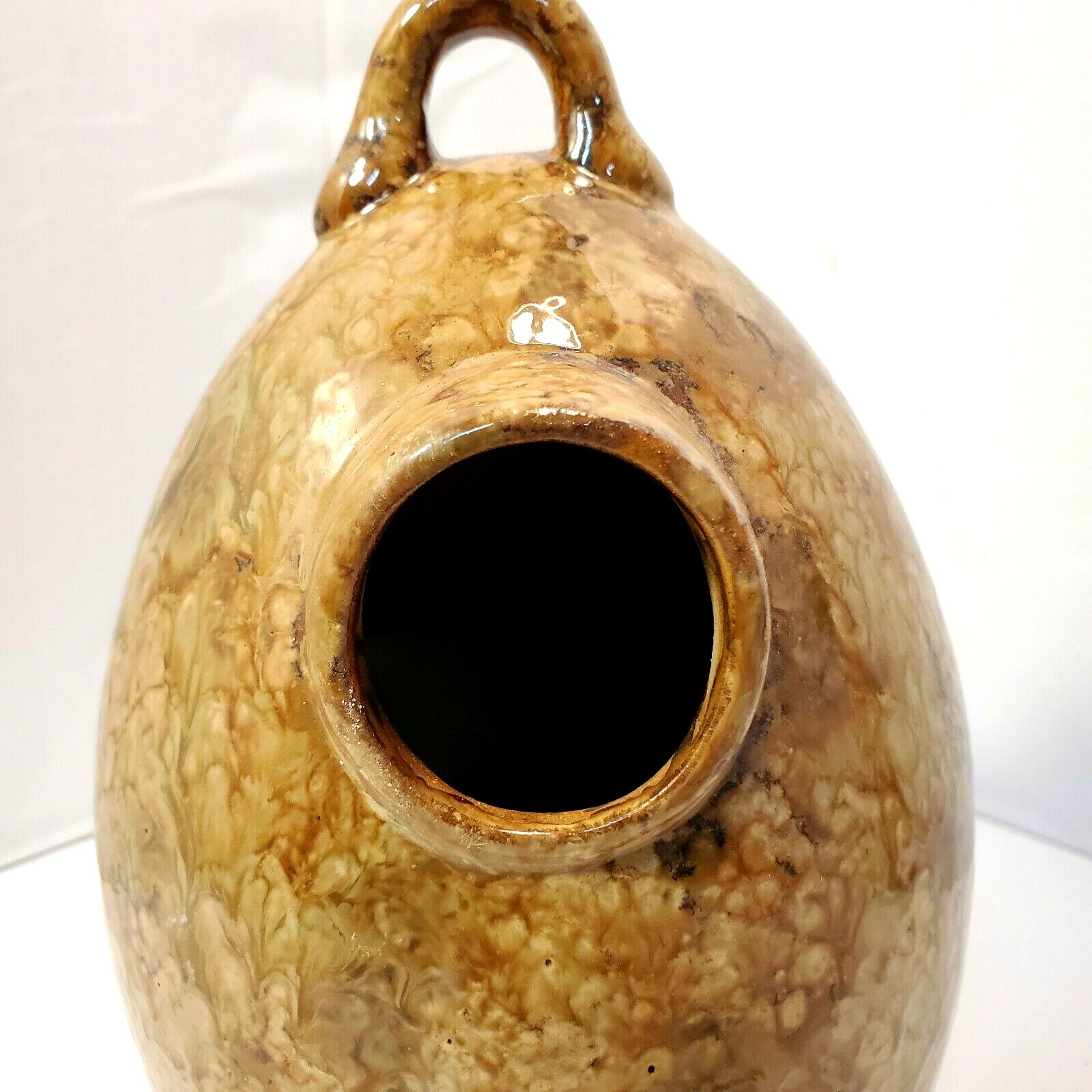 Ceramic Egg Birdhouse Scattering Cremation Urn Glazed Brown Memorial 2 Pcs