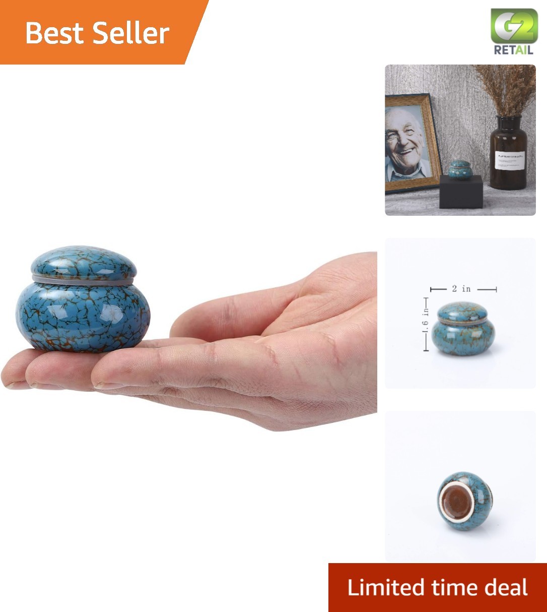 Beautiful Blue Paw Pattern Cup Urn – 1.6” Handcrafted Ceramic Keepsake