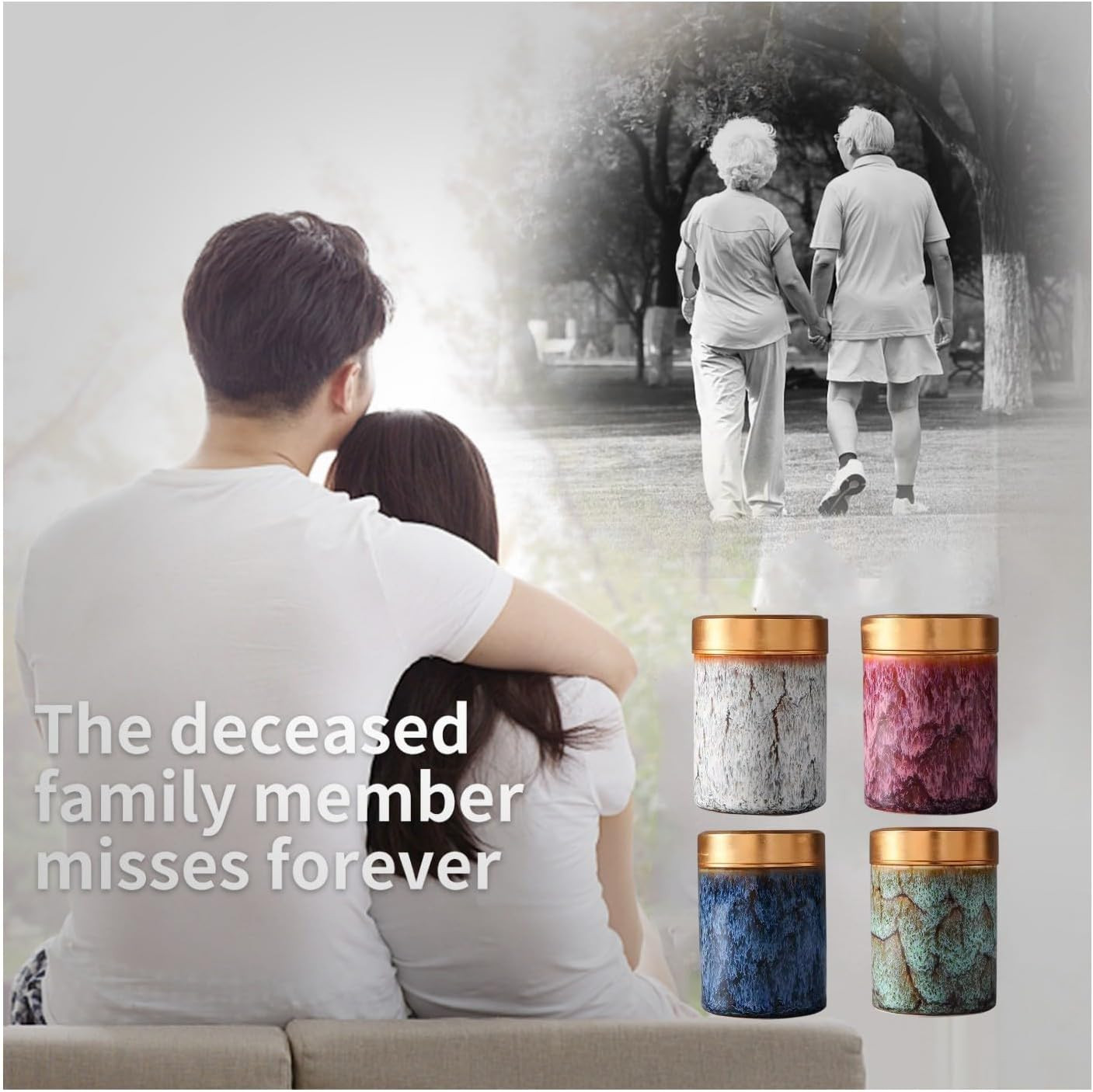Small Mini Urns Set 4 Piece for Ashes Twist Top 3.5 Cubic Inches | 3.5Lb Ceramic