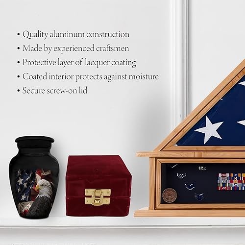 Patriotic Eagle Keepsake Urn for Ashes | American Flag Cremation Urn, Medium Siz