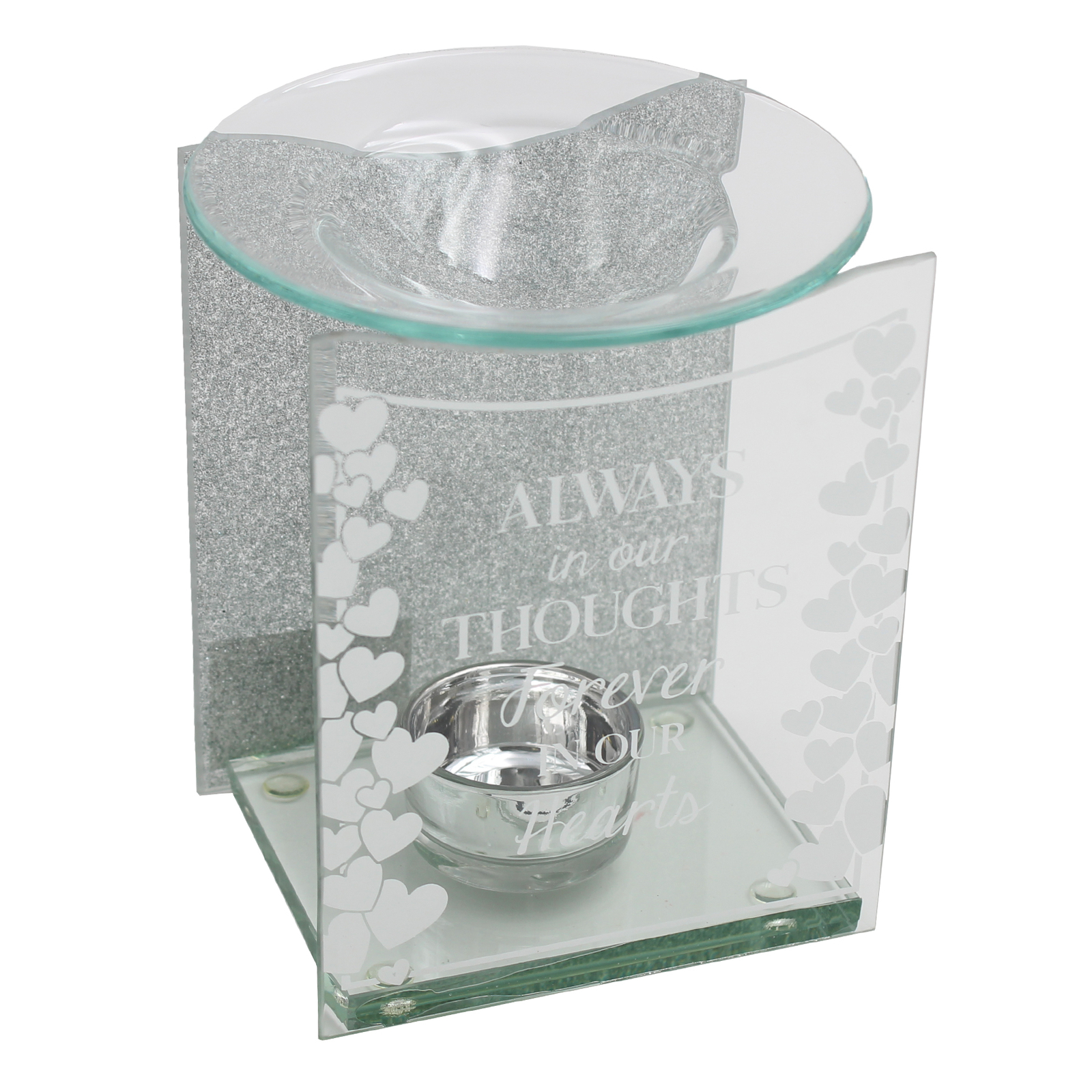 Glass Wax Melt Oil Warmer Candle Holder + FREE Wax Melts Always in Our Thoughts