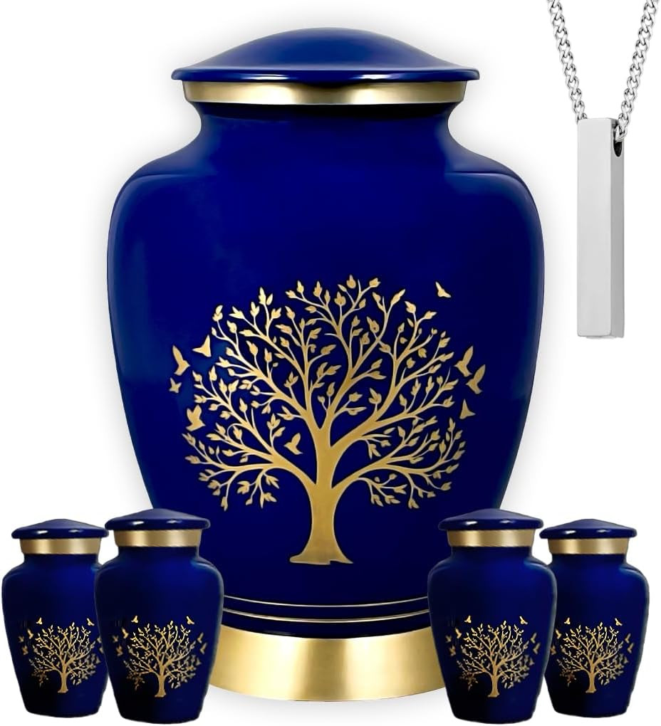 Blue Tree of Life Cremation Urns for Human Ashes – Adult Female and Male Memoria