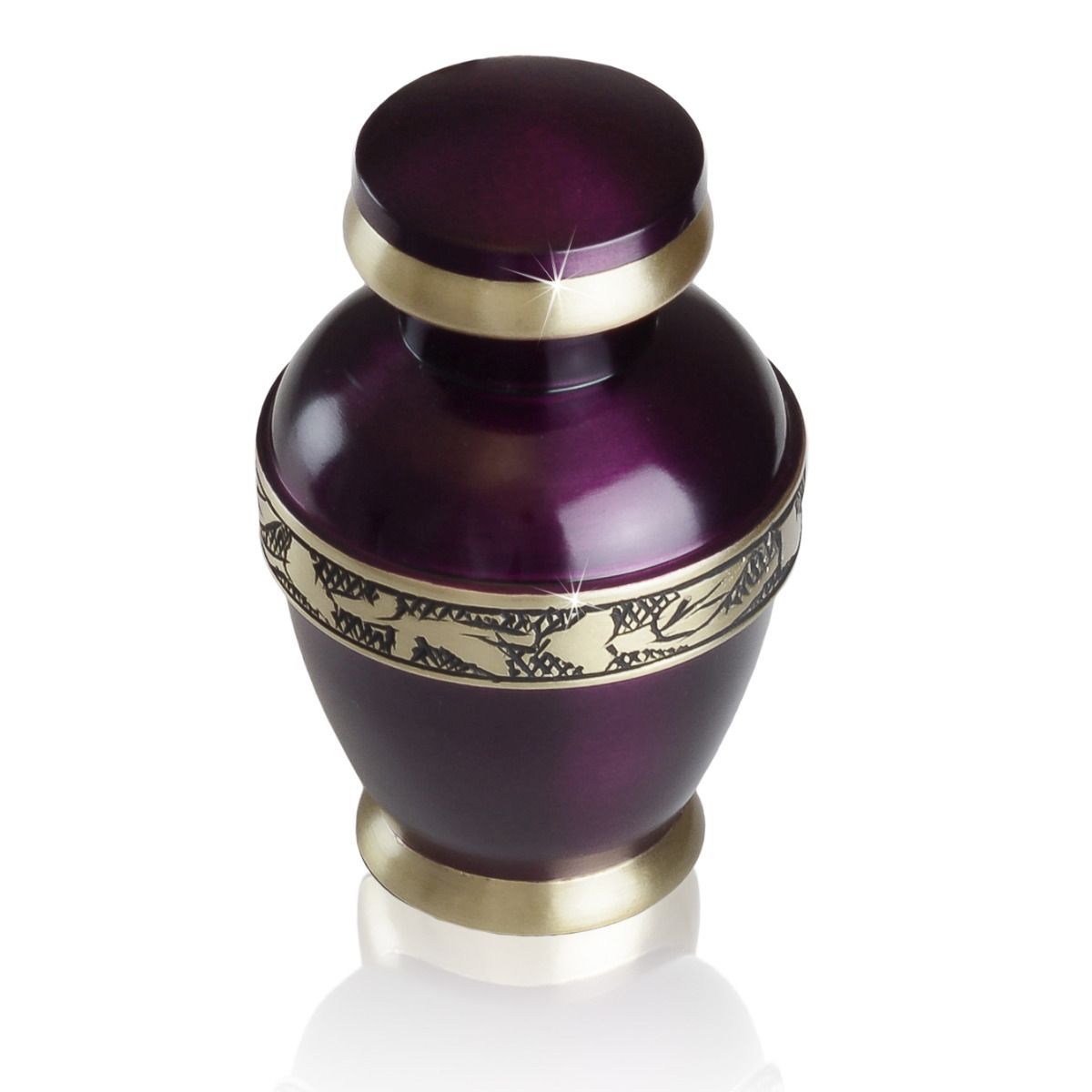 Small/Keepsake 4 Cubic Inches Royal Purple Brass Funeral Cremation Urn for Ashes