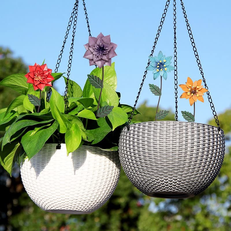Garden Decor for Outside, 6 Pack Flower Garden Stakes Outdoor Decor Metal Sha…