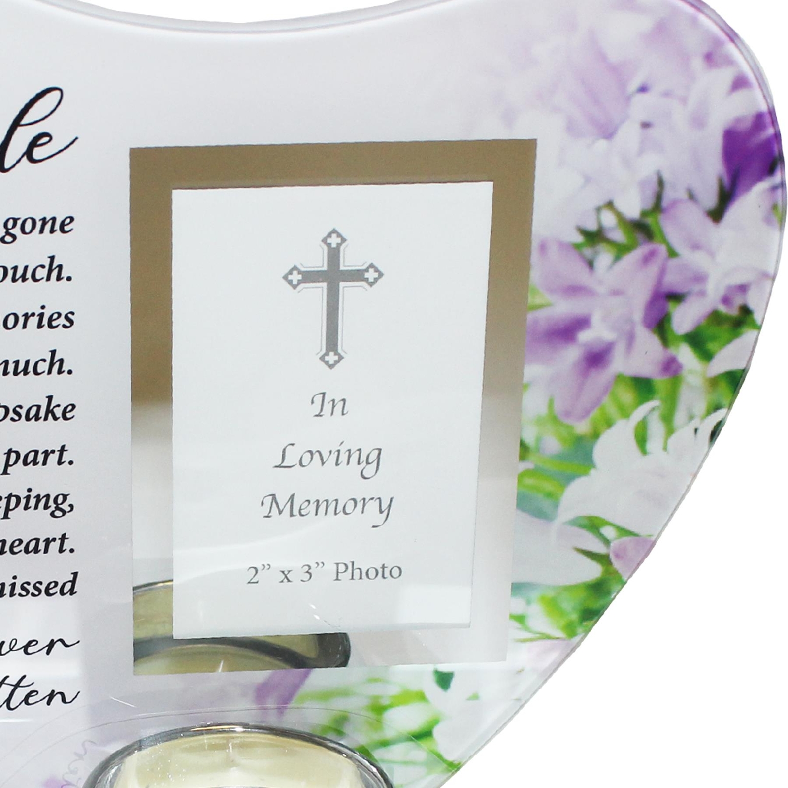 Memorial Glass Heart Votive Tea Light Candle Holder with Photo Frame Her Smile