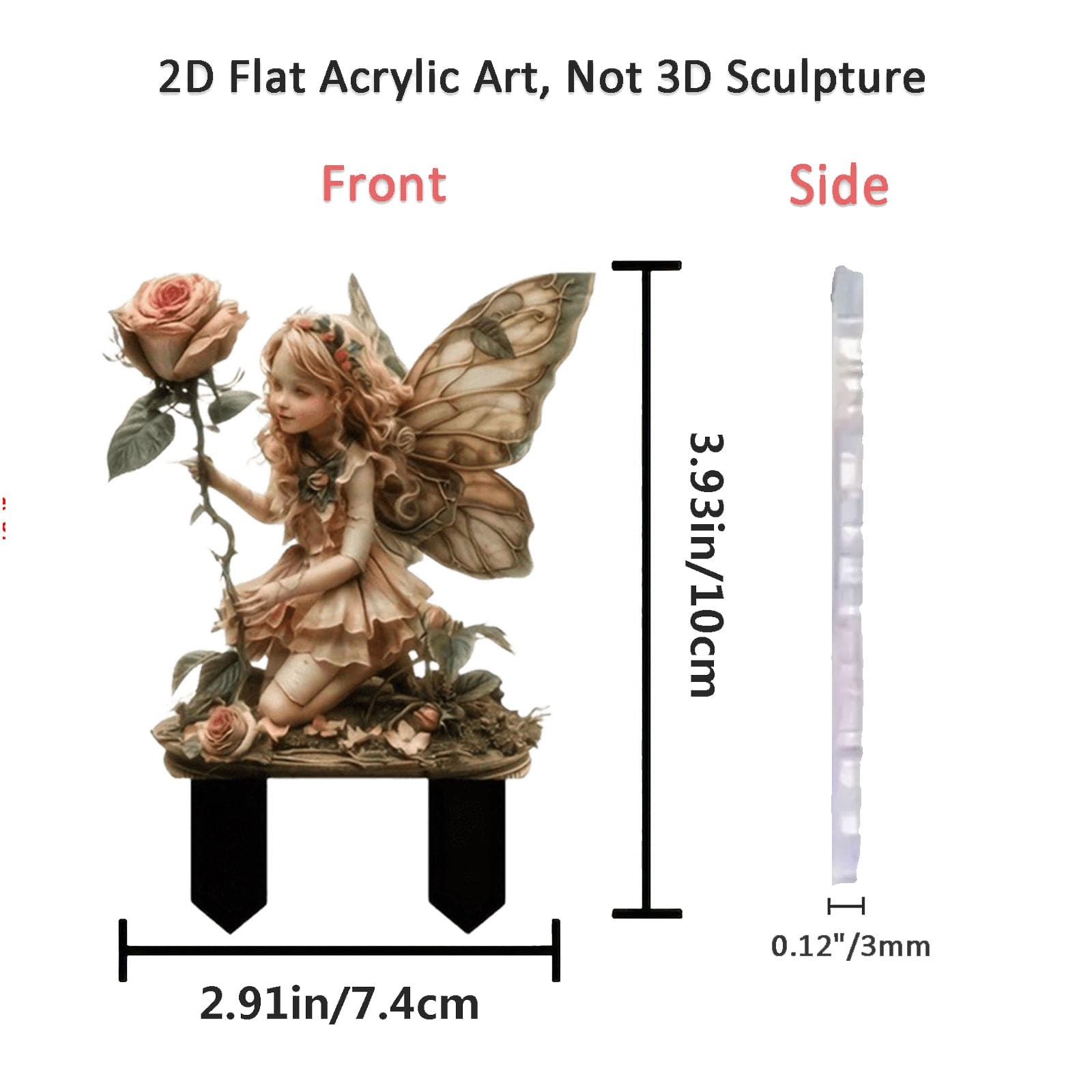 Small Size Fairy Garden Stake Decor, 2D Flat Acrylic Elf Yard Sign, Indoor Ou…
