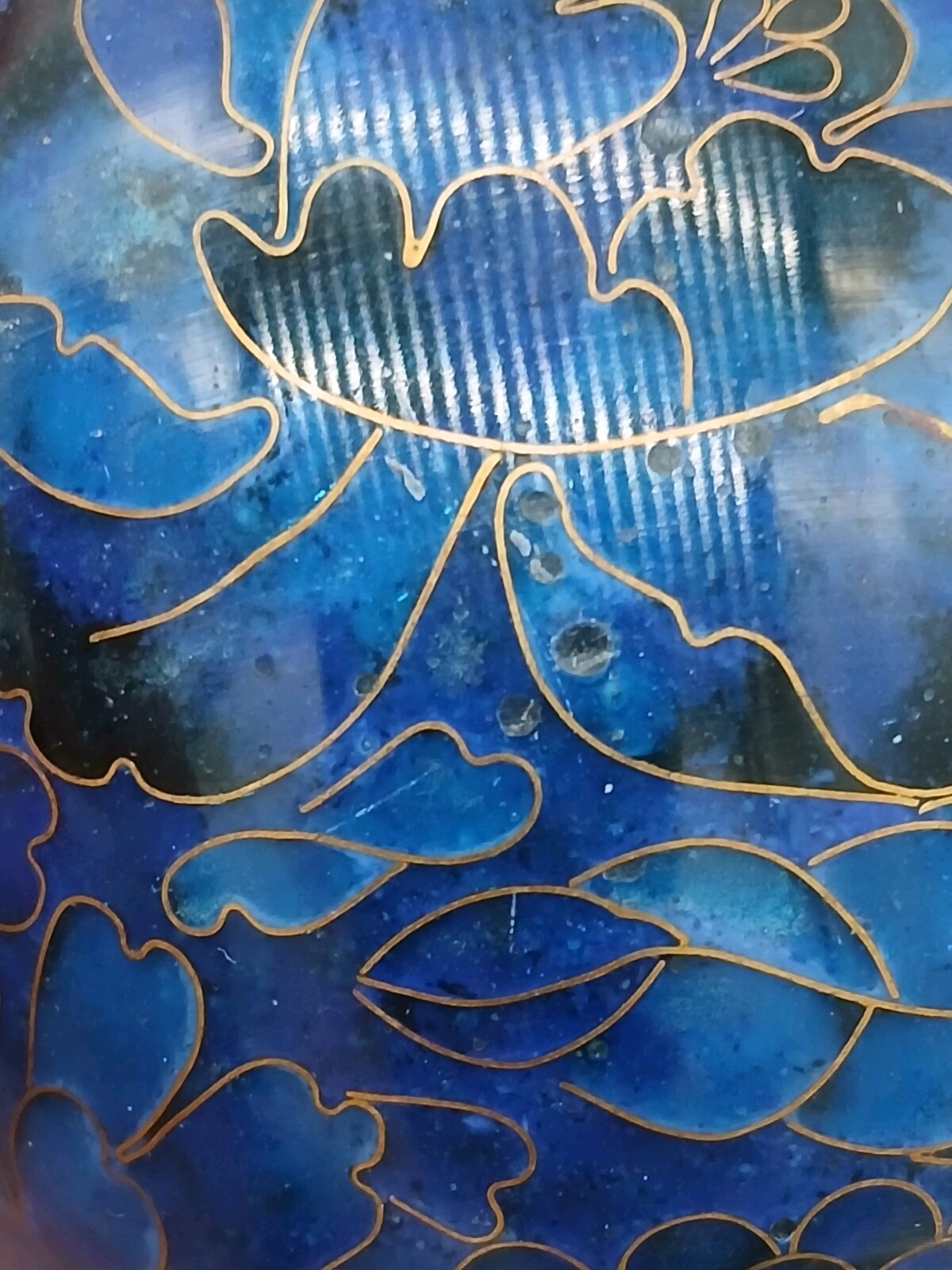Small 3.25″ Blue Enamel Over Copper Floral Cloisonne Memento/Keepsake Urn