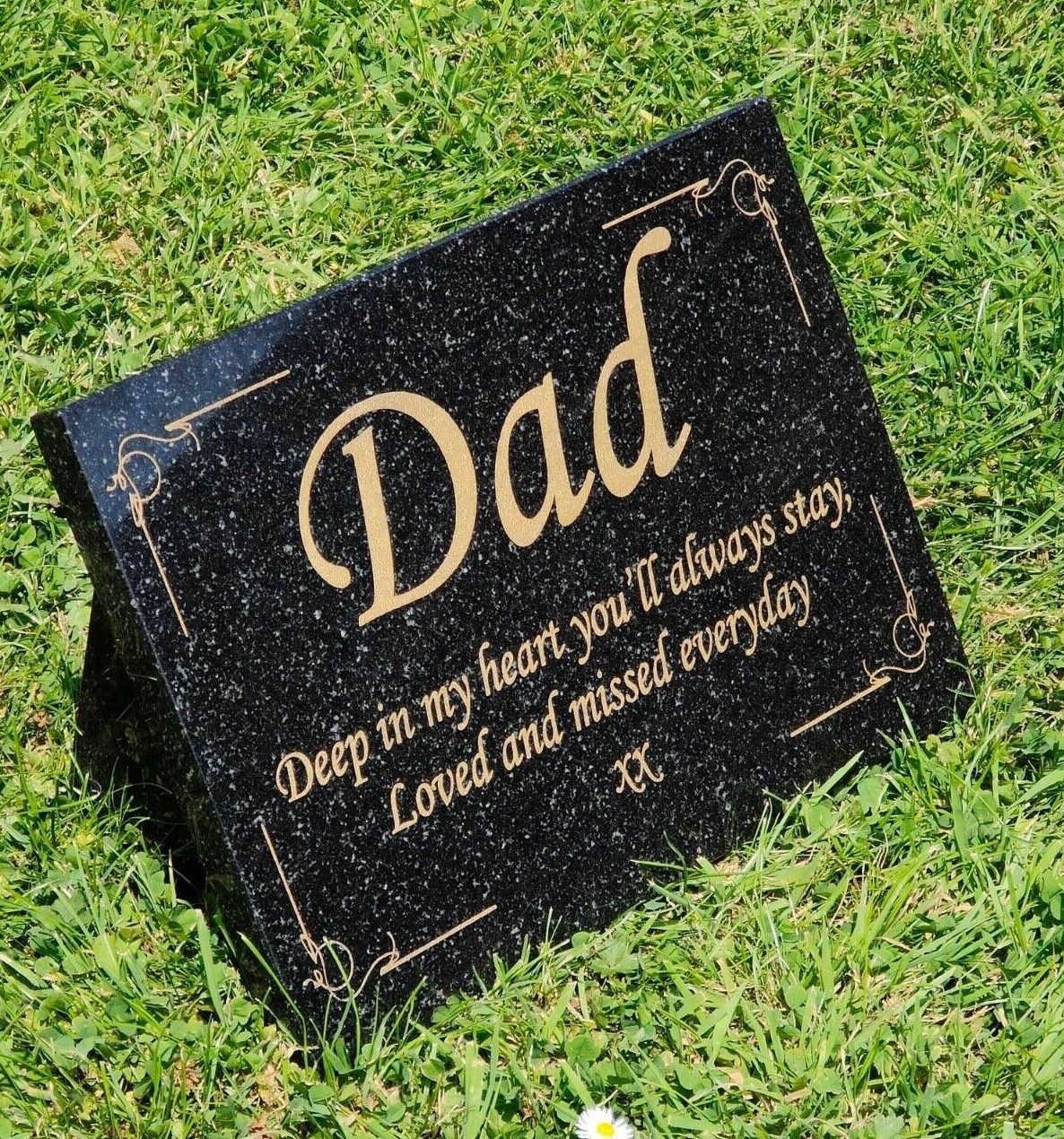 Engraved Granite Memorial Plaque Personalised Grave Plaque Slanted Gravestone