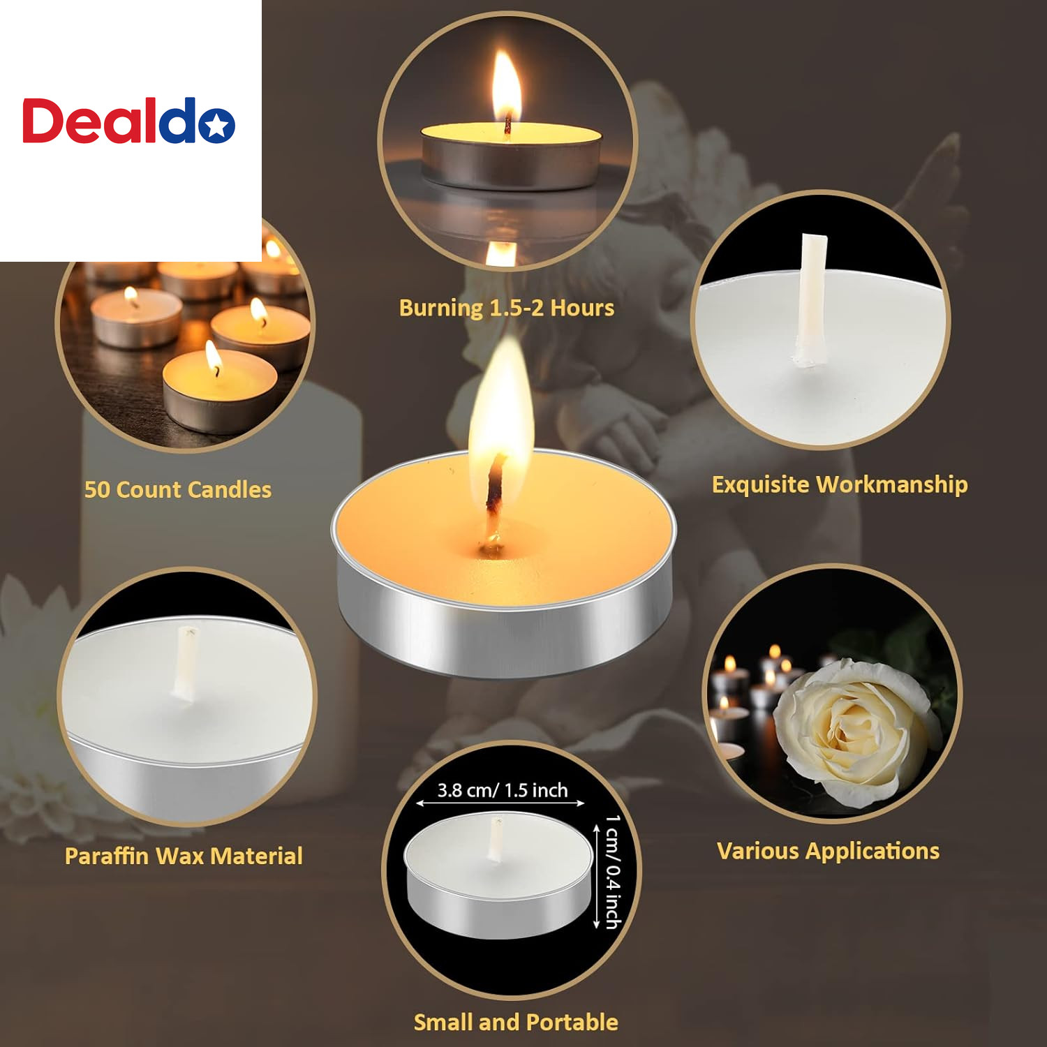 50 Set Funeral Party Favors Memorial White Candles Unscented Funeral Gifts Teali