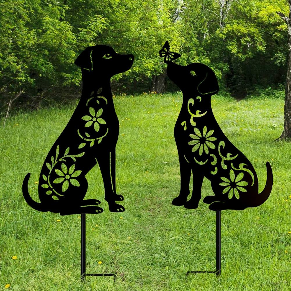 Dachshund Garden Stakes Unique Dog Lover Gifts, Outdoor Yard Art 2 Pack