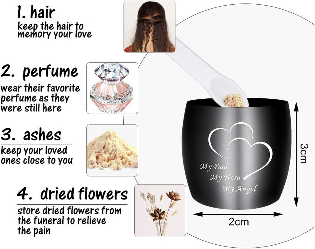 1.57 Inches Small Keepsake Urns for Ashes – Stainless Steel Memorial Ashes Holde