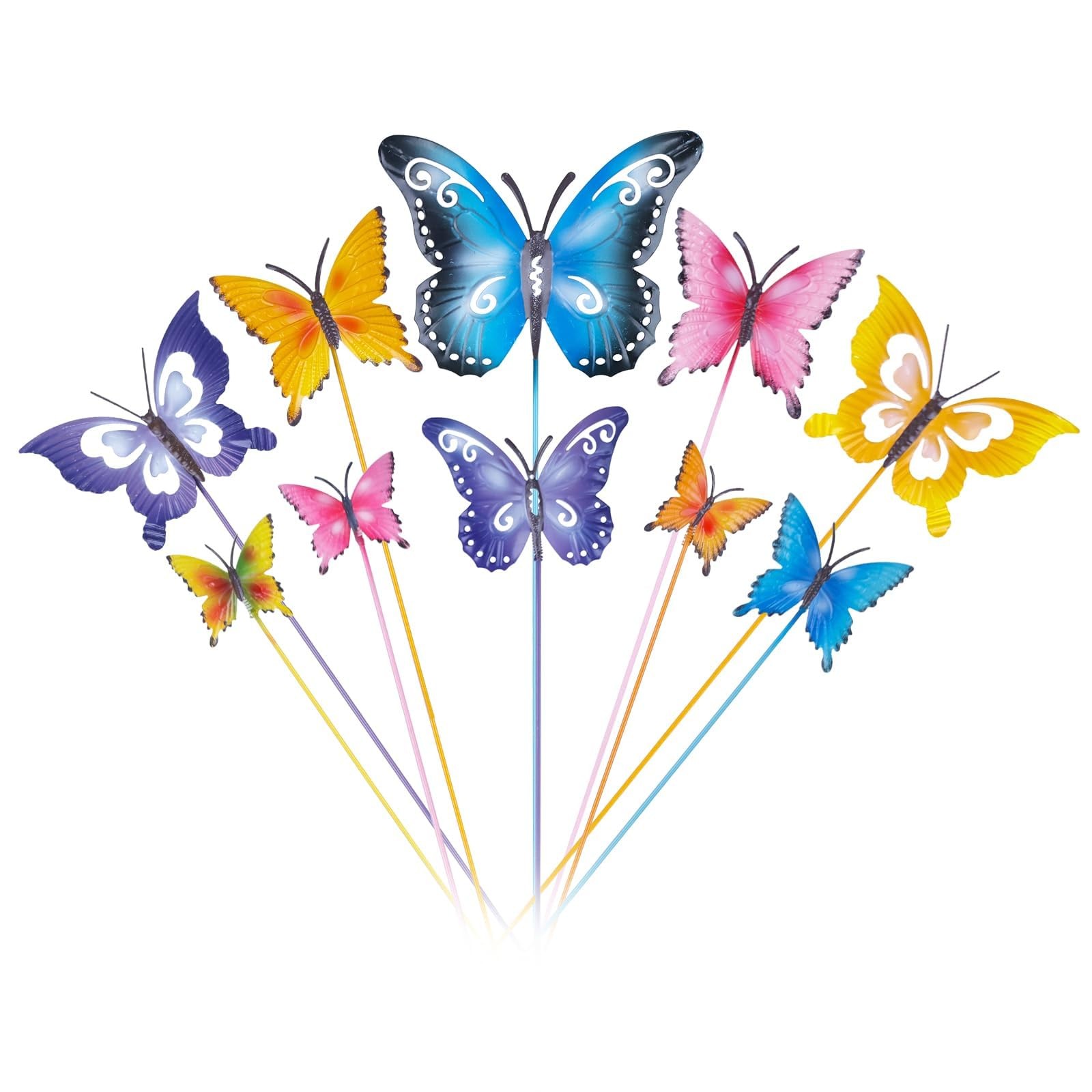Garden Decor for Outside, Set of 10 Metal Butterfly Decorative Garden Stakes …