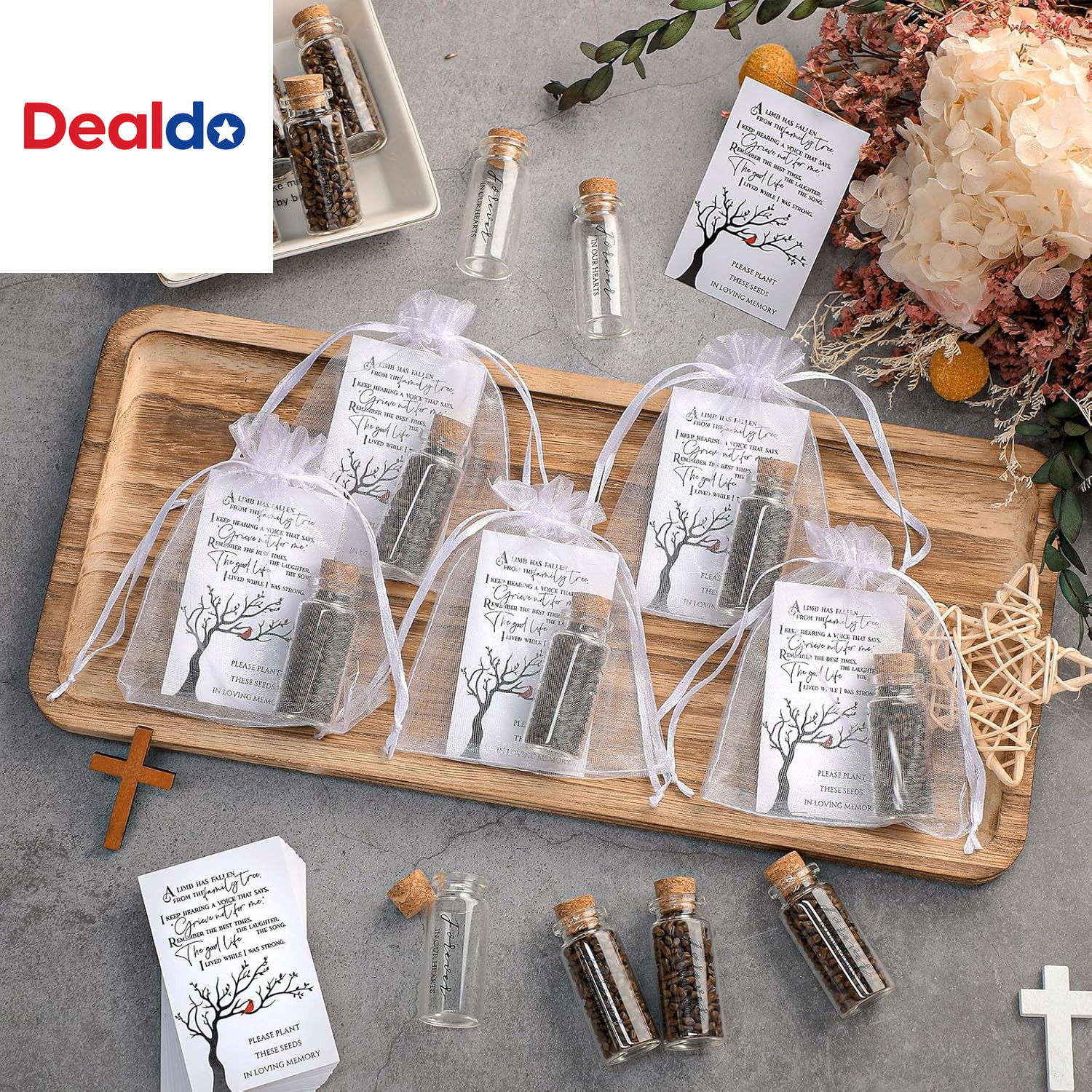 100 Sets Funeral Favors Memorial Seed Big Glass Bottles with Cork Stopper Funera