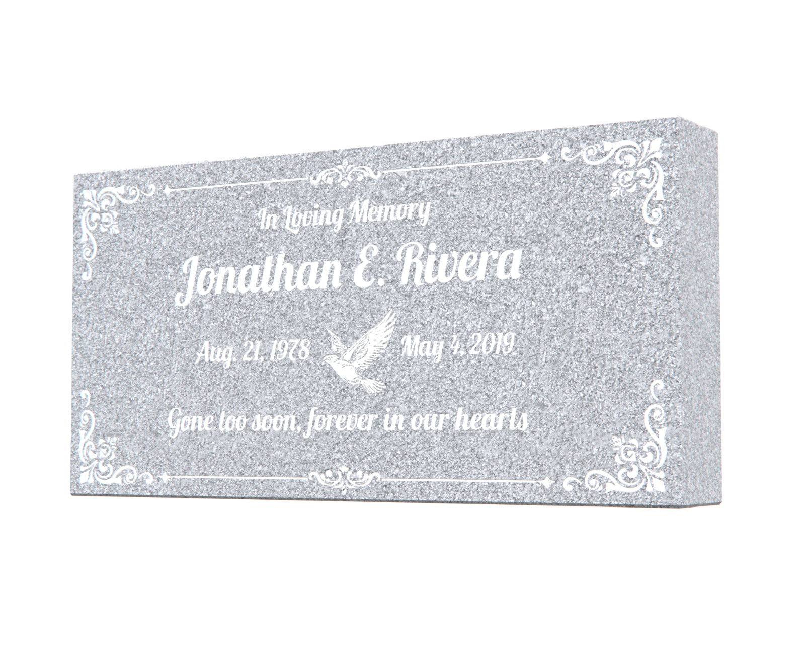 20x10x3 Gray Granite Flat Marker – Custom Engraved Cemetery Headstone