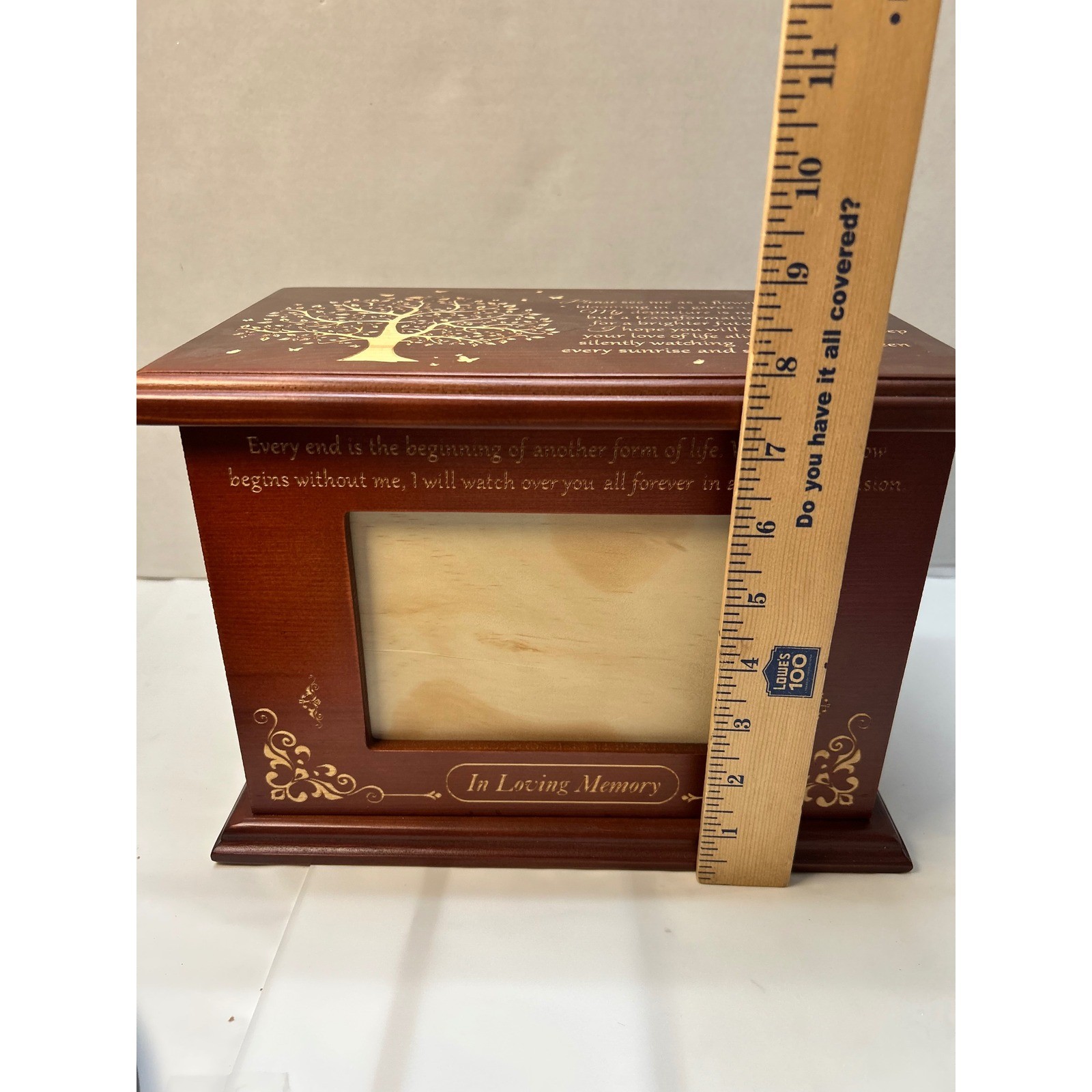 Wooden Tree of Life Memorial Urn with Photo Frame In Loving Memory Cherry Wood