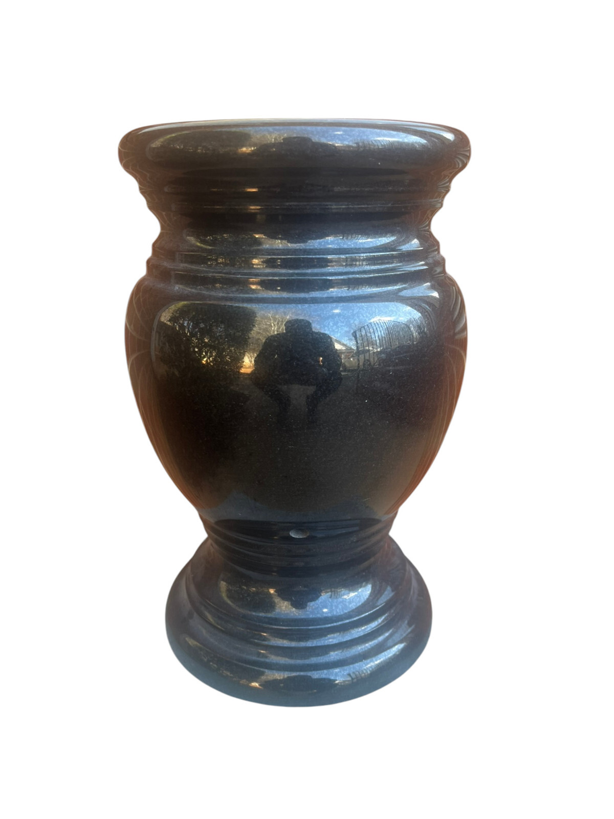 Cemetery Memorial Granite Round Vase Black 6.5″ x 10″ polished