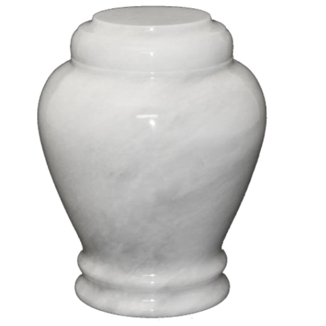 Embrace Antique White Marble Funeral Cremation Urn Keepsake, 15 Cubic Inches