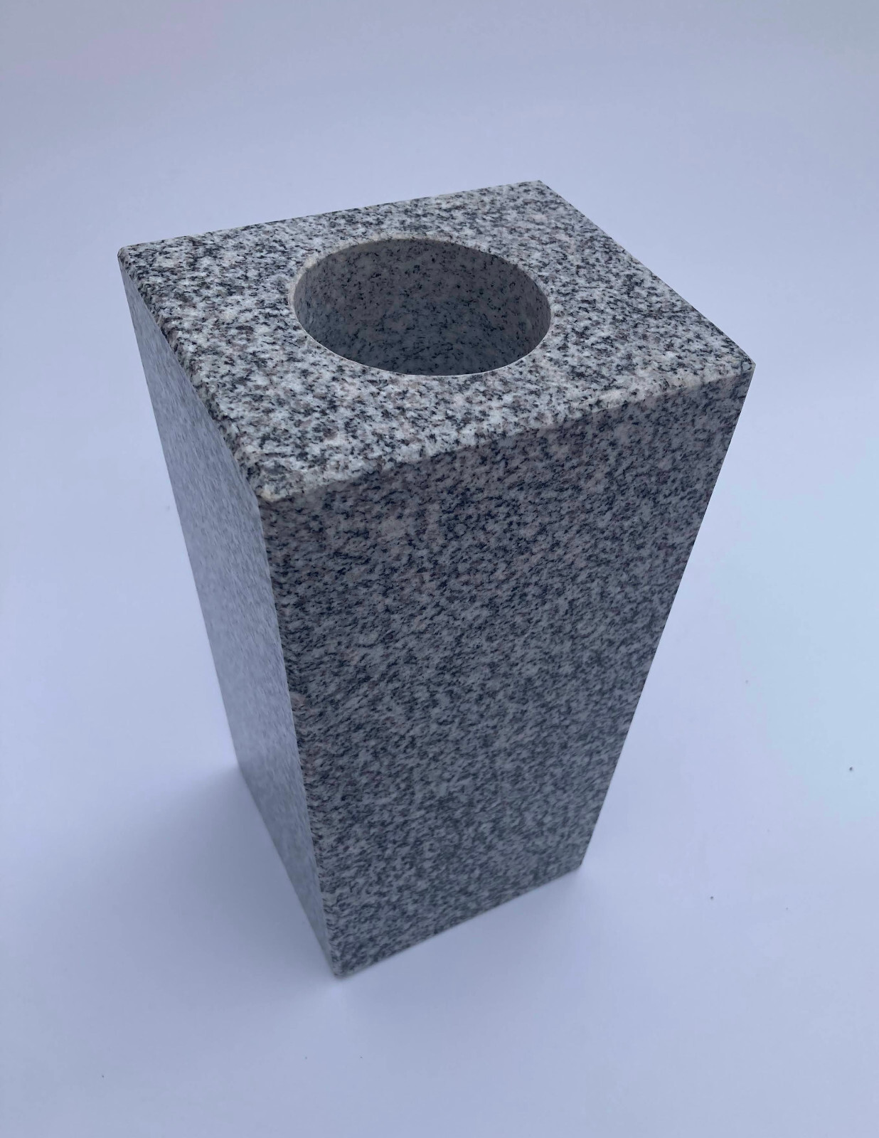 Granite Vase Tapered (5″x4″x9″) Gray Cemetery Grave Polished Entirely