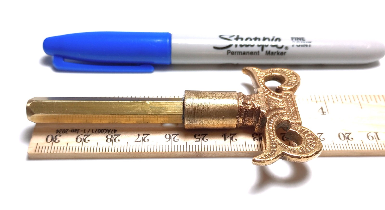 Fancy Brass Pocket Casket Key / Coffin Key
