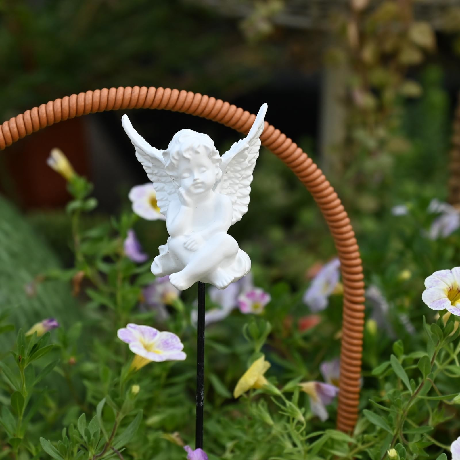 Set Of 2 Decorative Garden Stakes Small Angel & Cherub Memorial Ornaments