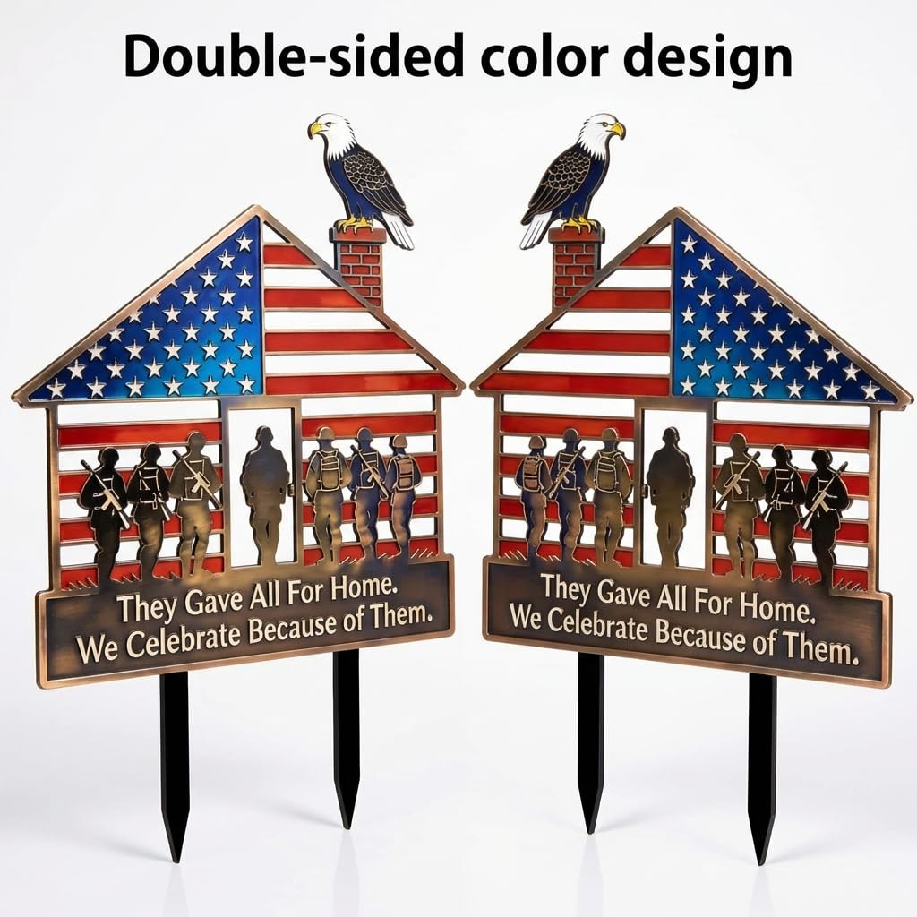 Patriotic Memorial Day Decorations Outdoor, 16.73×10.82″ Metal Fallen Soldier…
