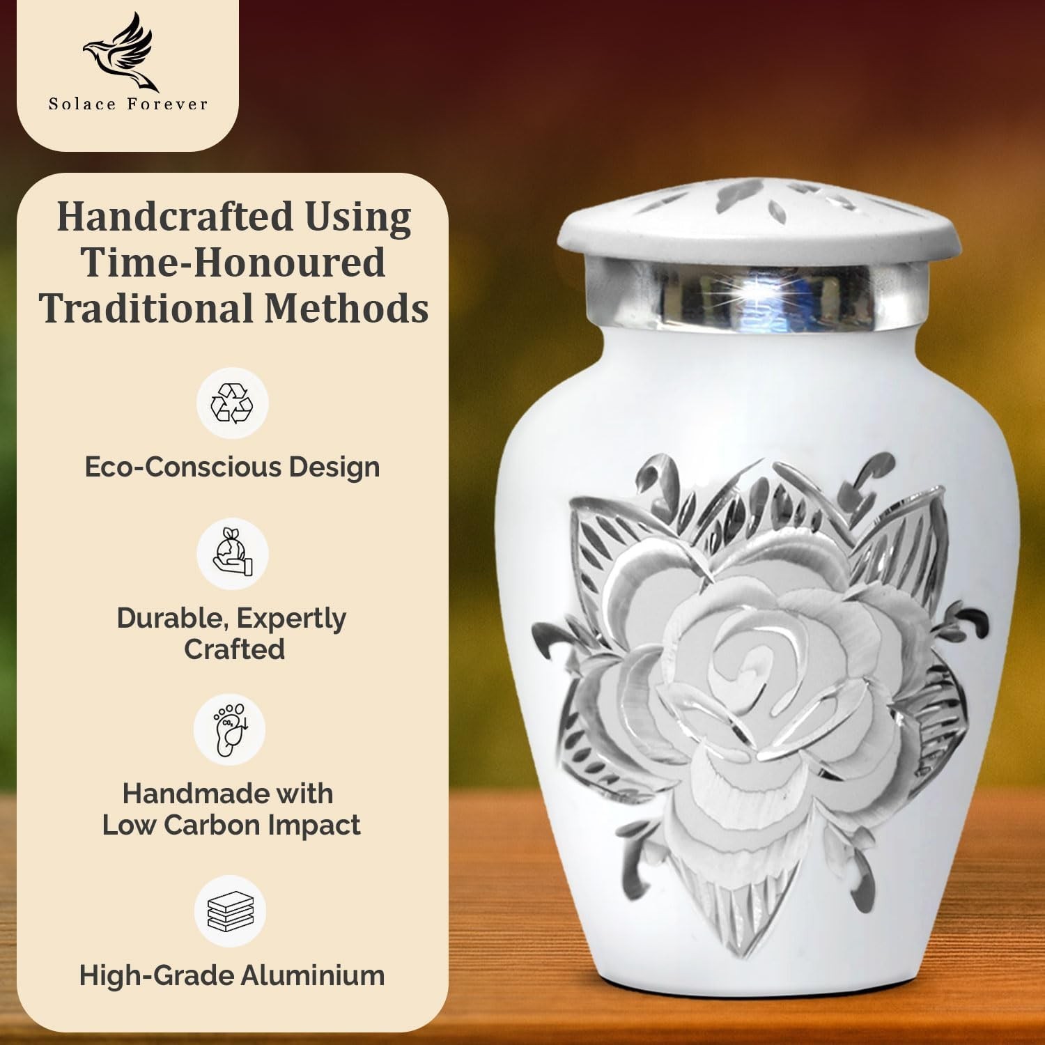 Rose Cremation Urn for Ashes for Women & Men – Handcrafted Rose Urns for Huma…
