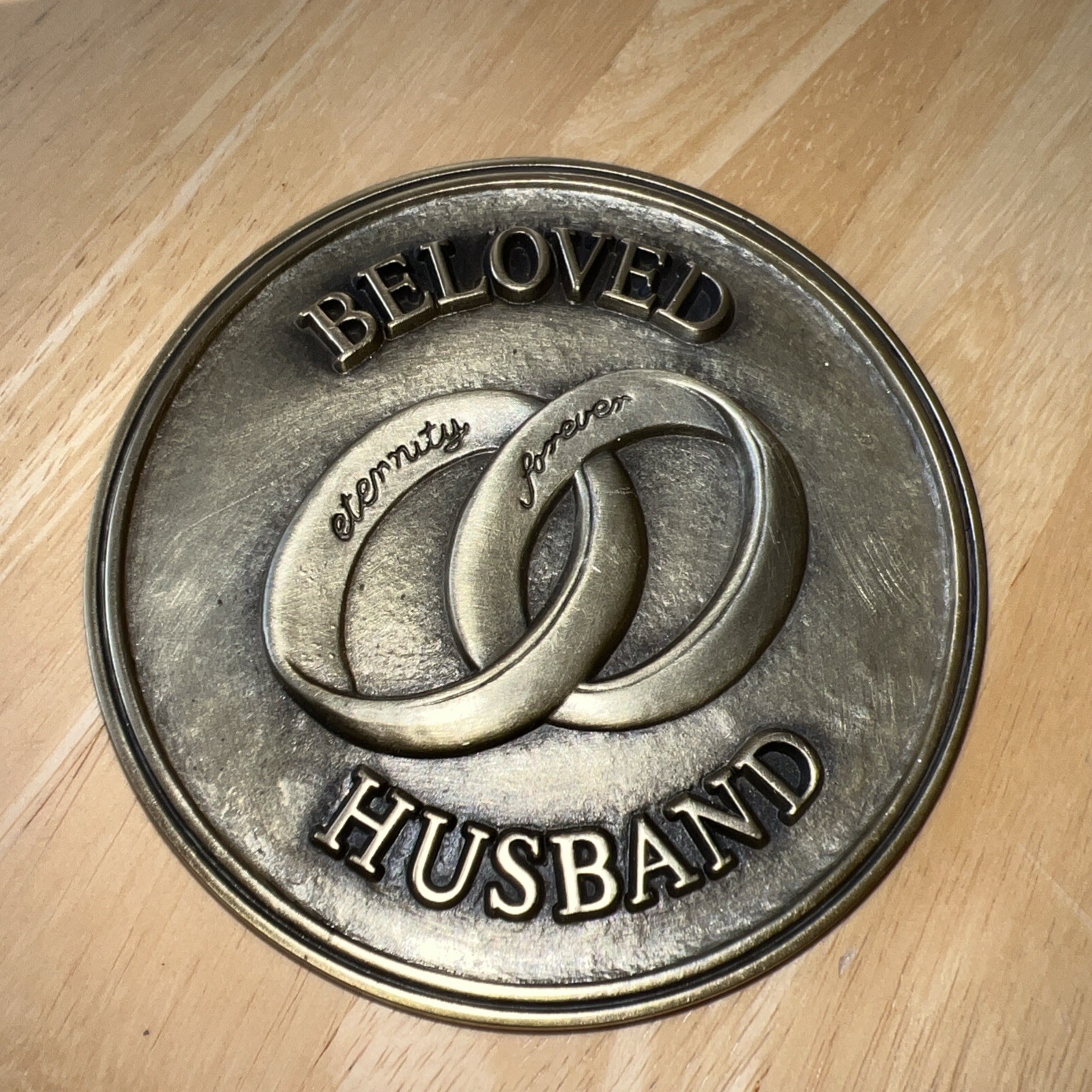 Batesville Brass Casket Medallion Magnet ‘Beloved Husband’ 4”