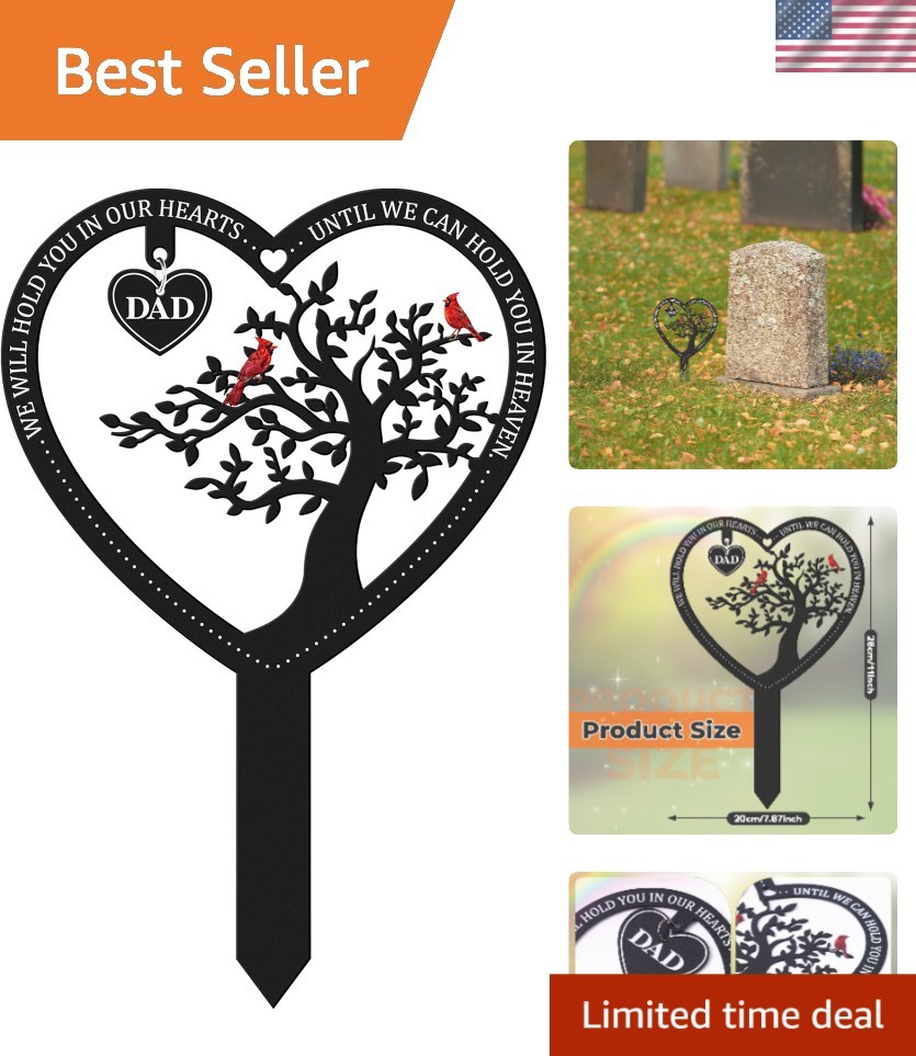 Heartfelt Memorial Grave Sign – Dad Tribute with Cardinal Design, 11×7.9 Inches