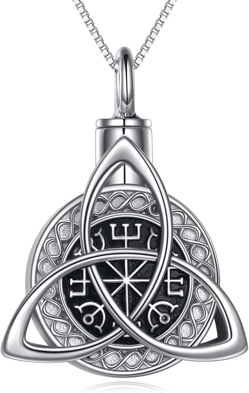 Celtic Urn Necklace for Ashes Sterling Silver Cremation Keepsake Gifts Women Men