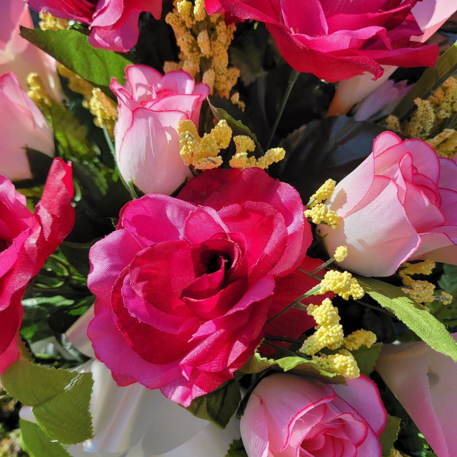 Beauty Pink Calla Lily & Rose Cemetery Flower Cone Pair