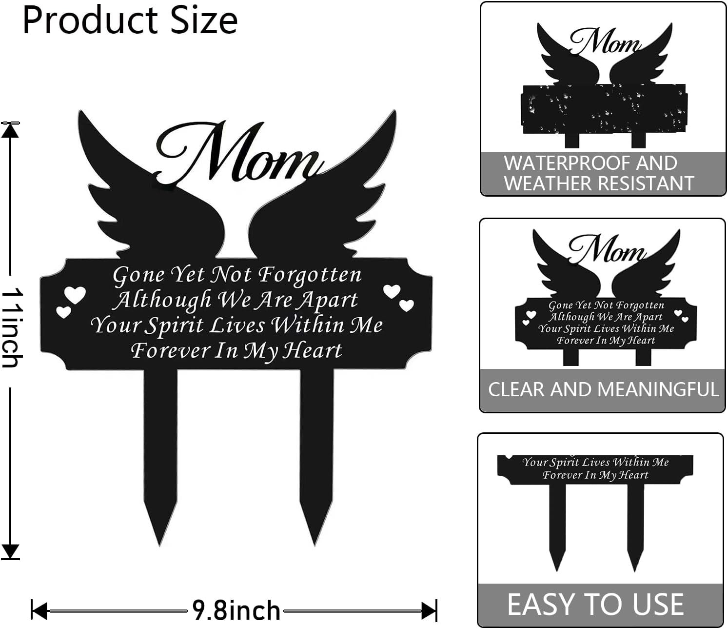 Metal Grave Marker Stake – Cemetery Garden Decor for Mom, Rust-Proof All-Weather