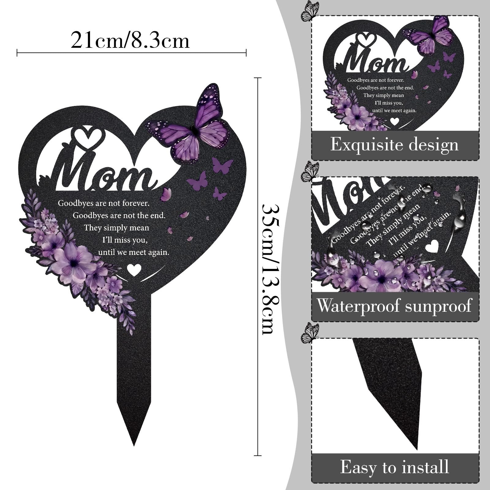 Memorial Gifts for Loss of Mom Heart Shaped Grave Decorations & Stakes
