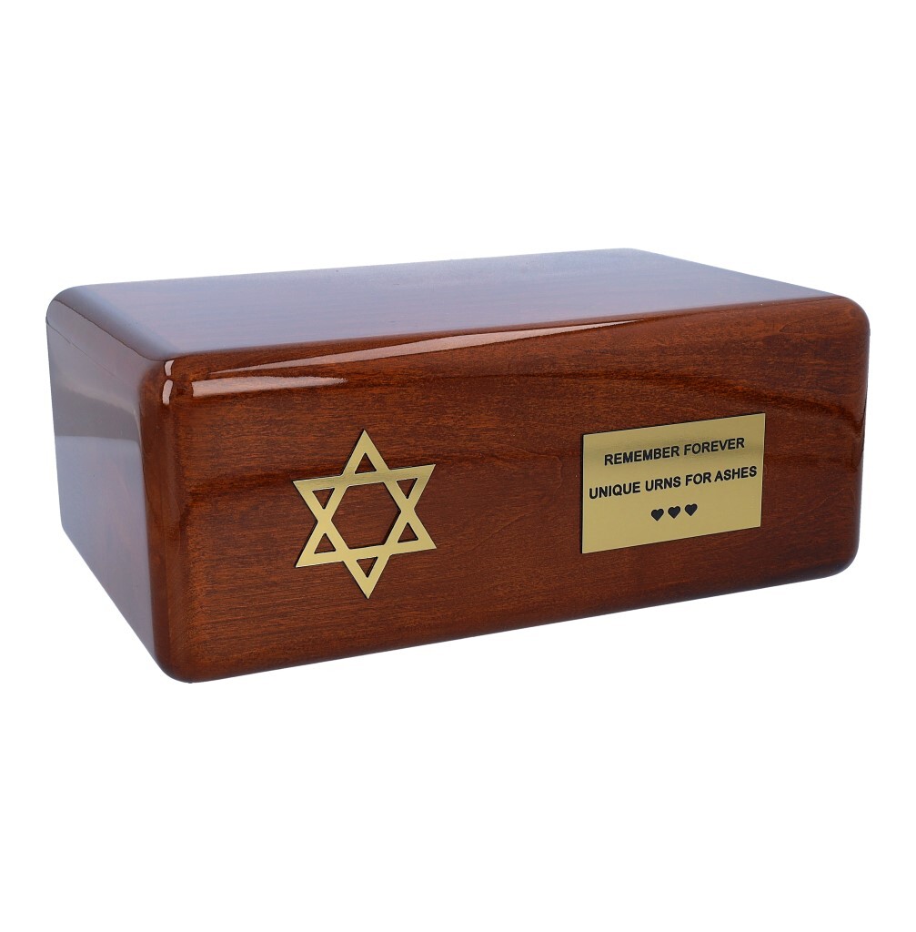 Star of David memorial urn Wooden Jewish urn Religious wooden urn funeral burial