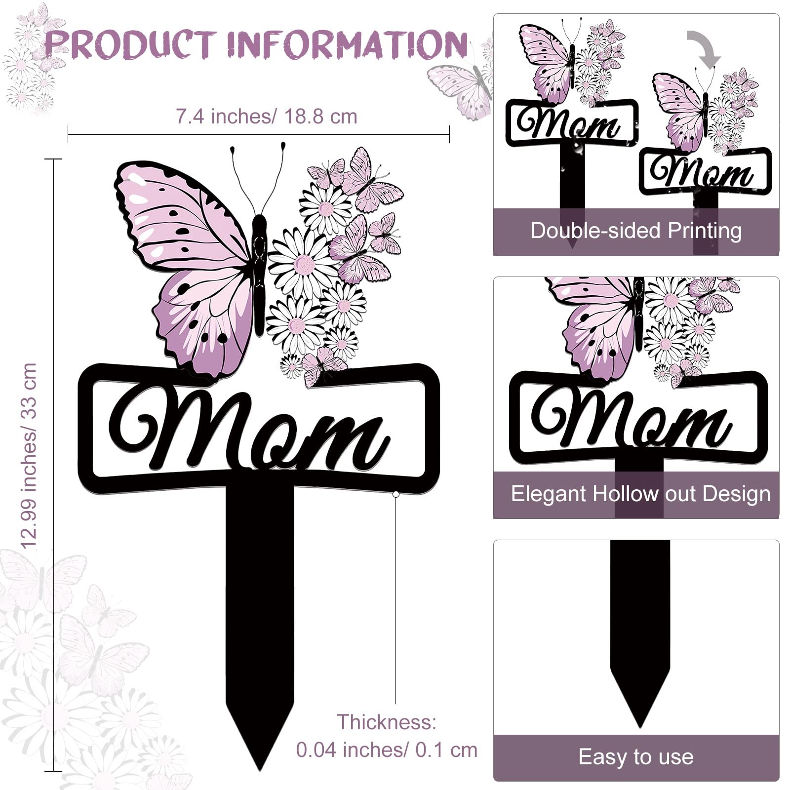 Memorial Grave Markers for Mom Butterfly Memorial Plaque Stake Sympathy Grave…