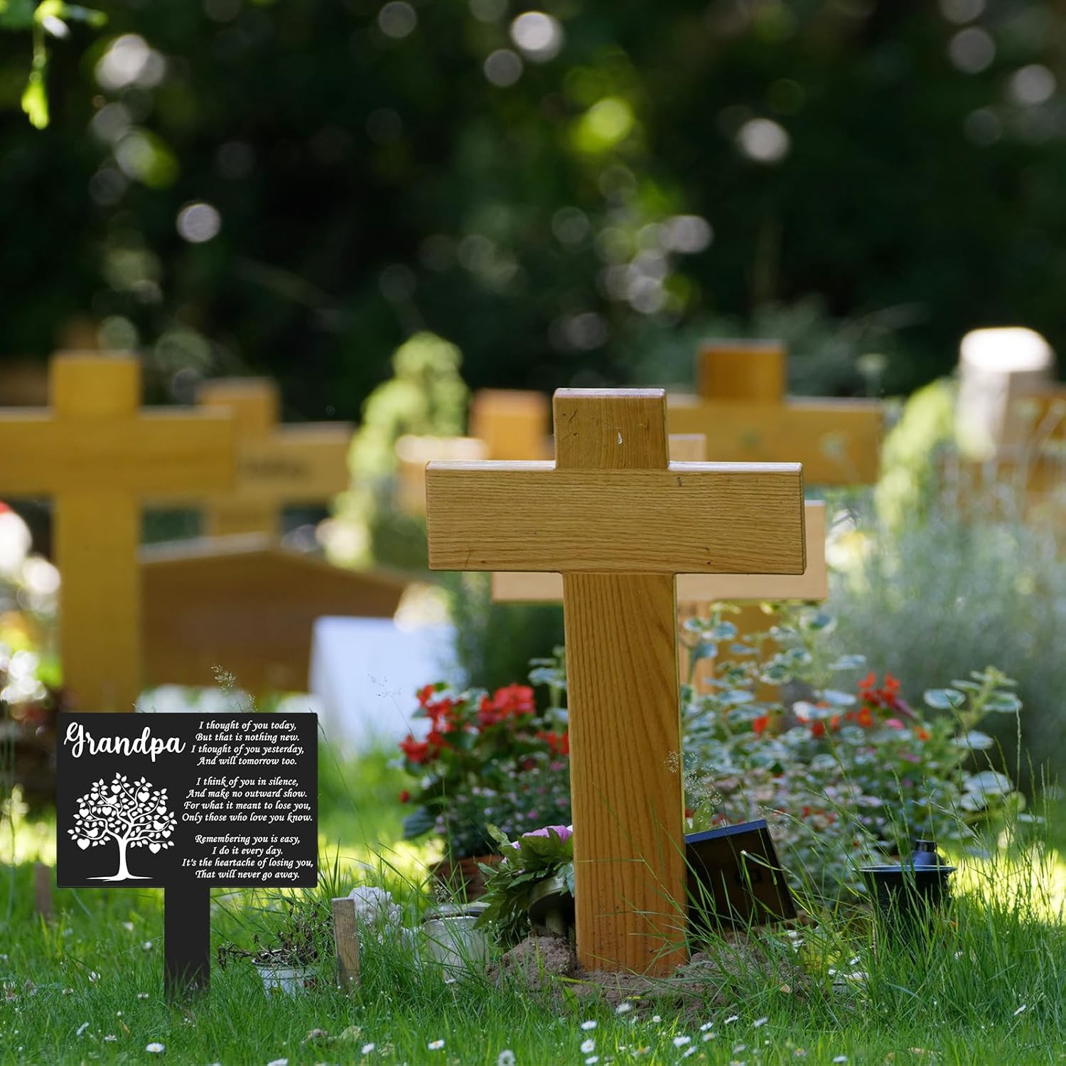 Memorial Stakes Cemetery Decorations Metal Grave Markers Plaque Sympathy Garden