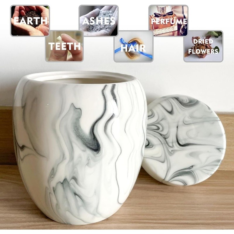 Premium Marble Ceramic Urn Human & Pet Ashes Durable Keepsake Memorial New