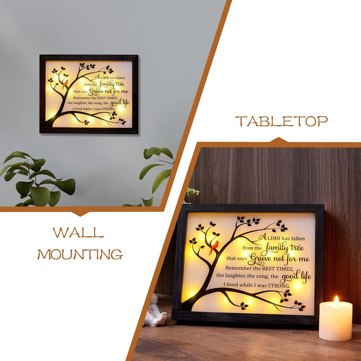 Sympathy Gift LED Memorial Shadow Box Memorial Gifts for Loss of Loved One – …
