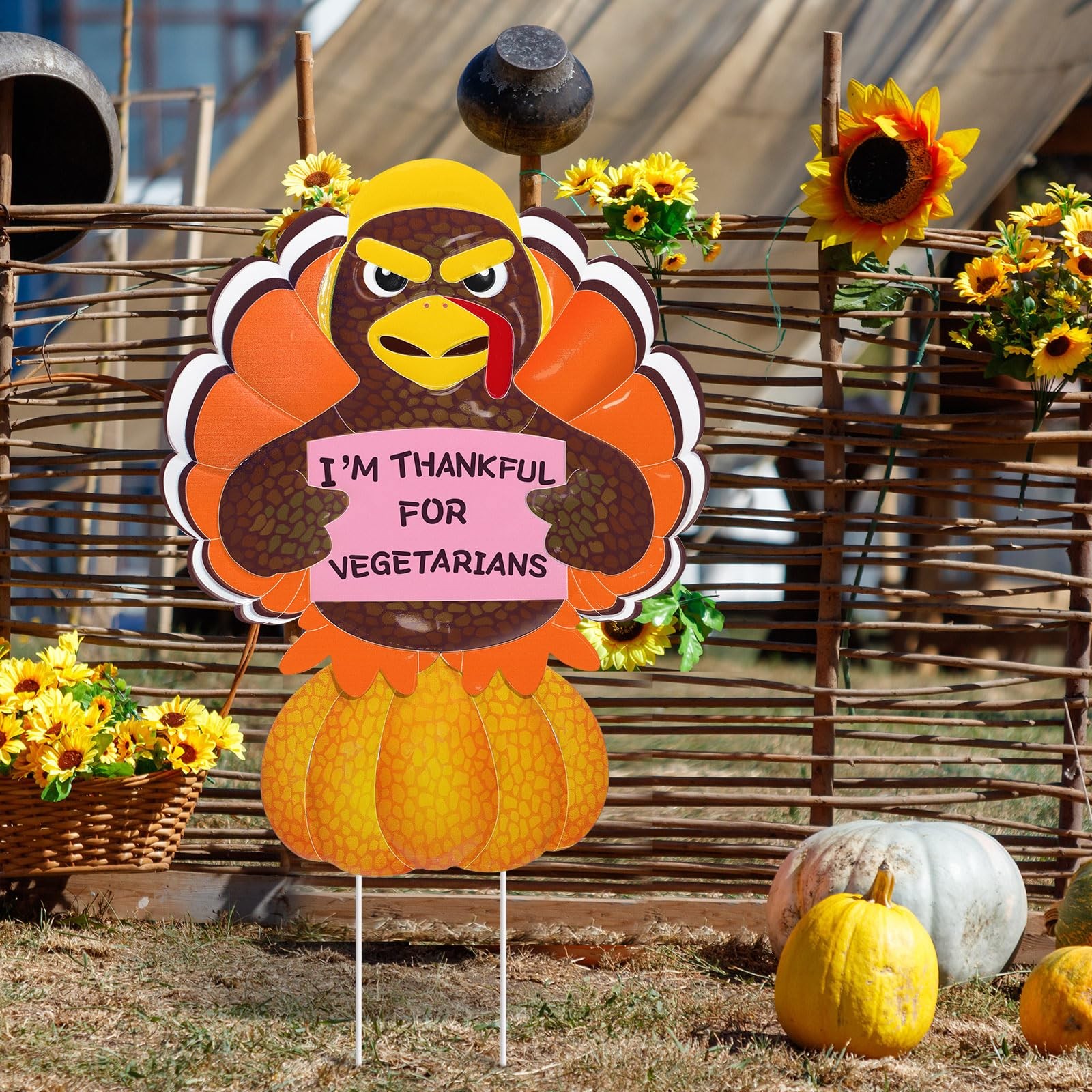 Thanksgiving Decorations Outdoor Yard Thanksgiving Metal Turkey Decorative Ga…