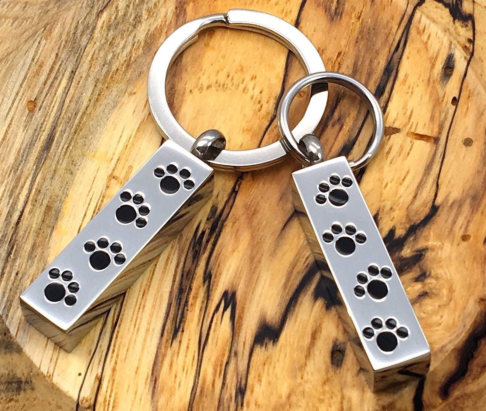 Keyring Urn .5″ Key Chain Pet Cremation Pendant Holds Ashes Dog Cat Paw Prints
