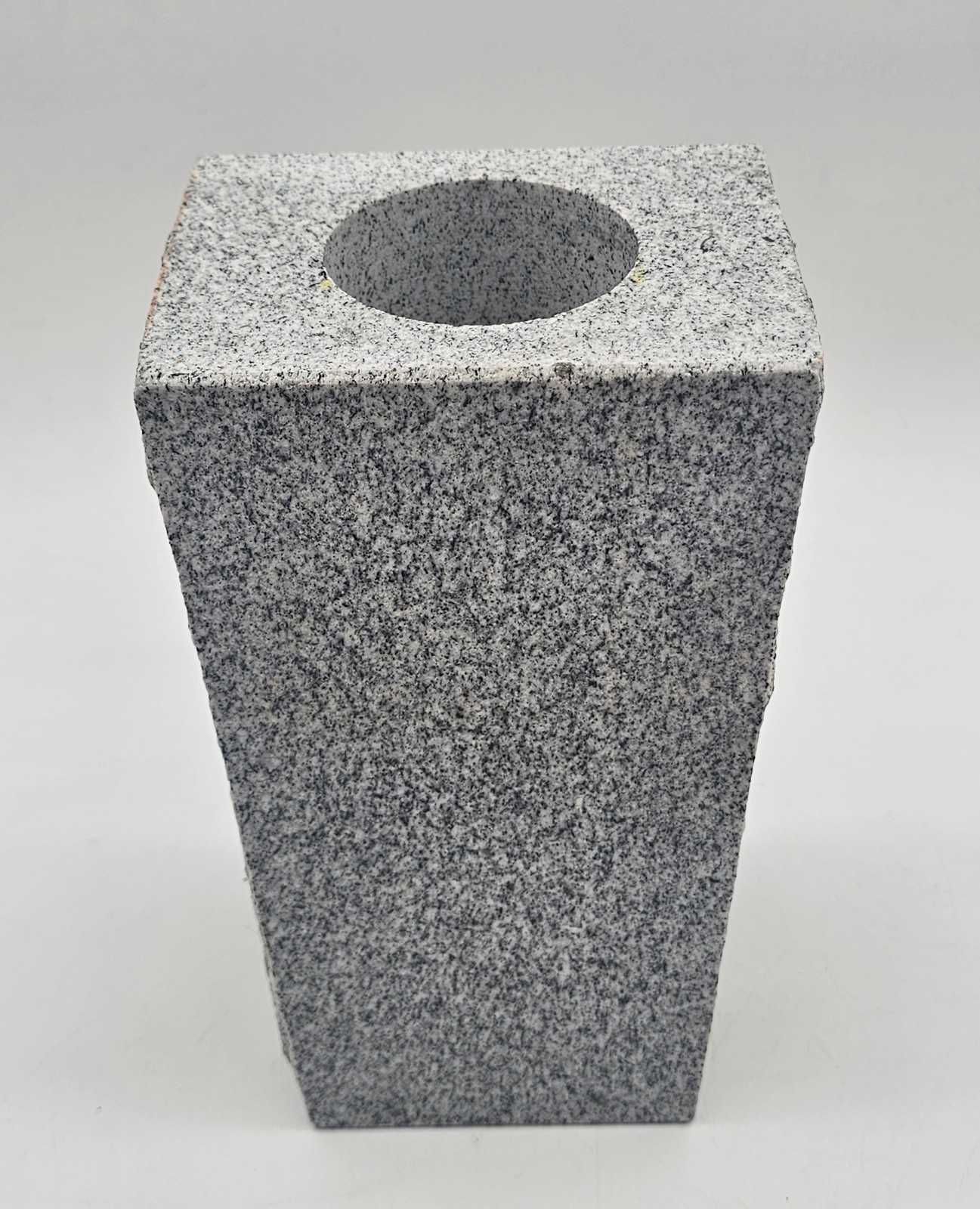 Granite Memorial Vase Tapered Gray Shiney Speckled Edged Cemetery 9″×5.25″×4″