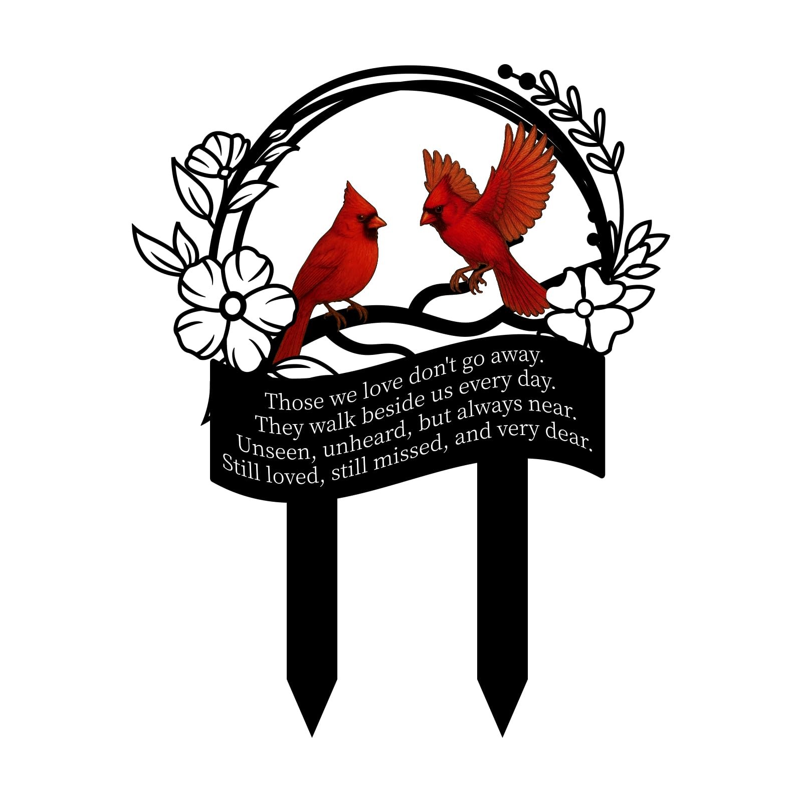 Cardinal Tombstone Cemetery Decor, Metal Memorial Stakes Grave Decorations To…