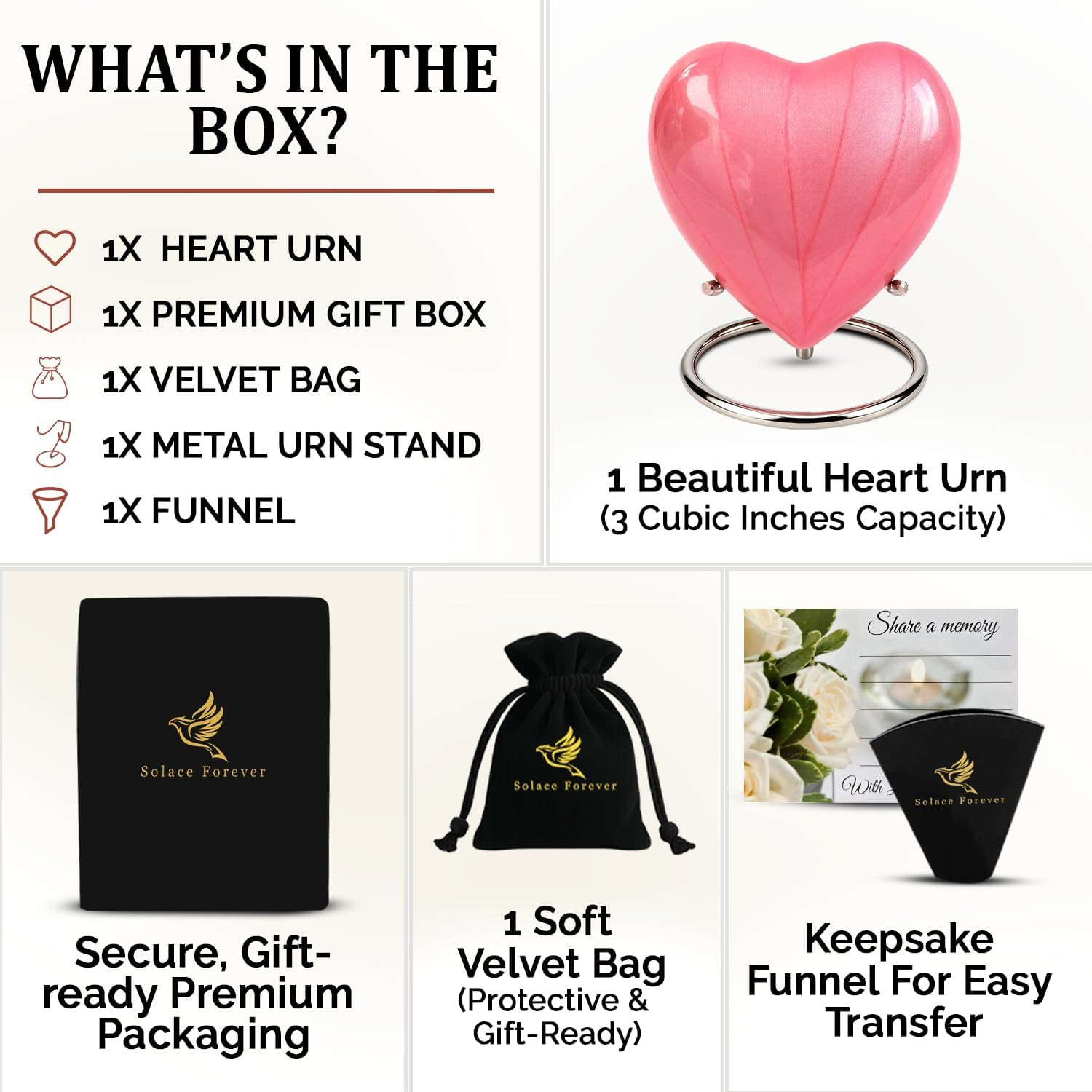 Small Urns for Human Ashes Keepsake – Heart Urn for Men & Women – Mini Urns with
