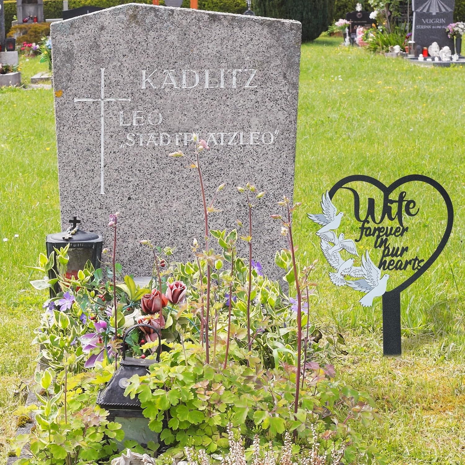 Sympathy Plaque for Wife – Durable Outdoor Memorial Stake for Gardens and Graves