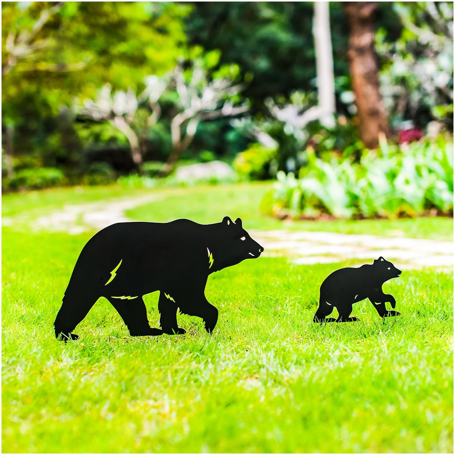 Bear Garden Stakes – Black Bear Silhouette Yard Art for Outdoor Decor