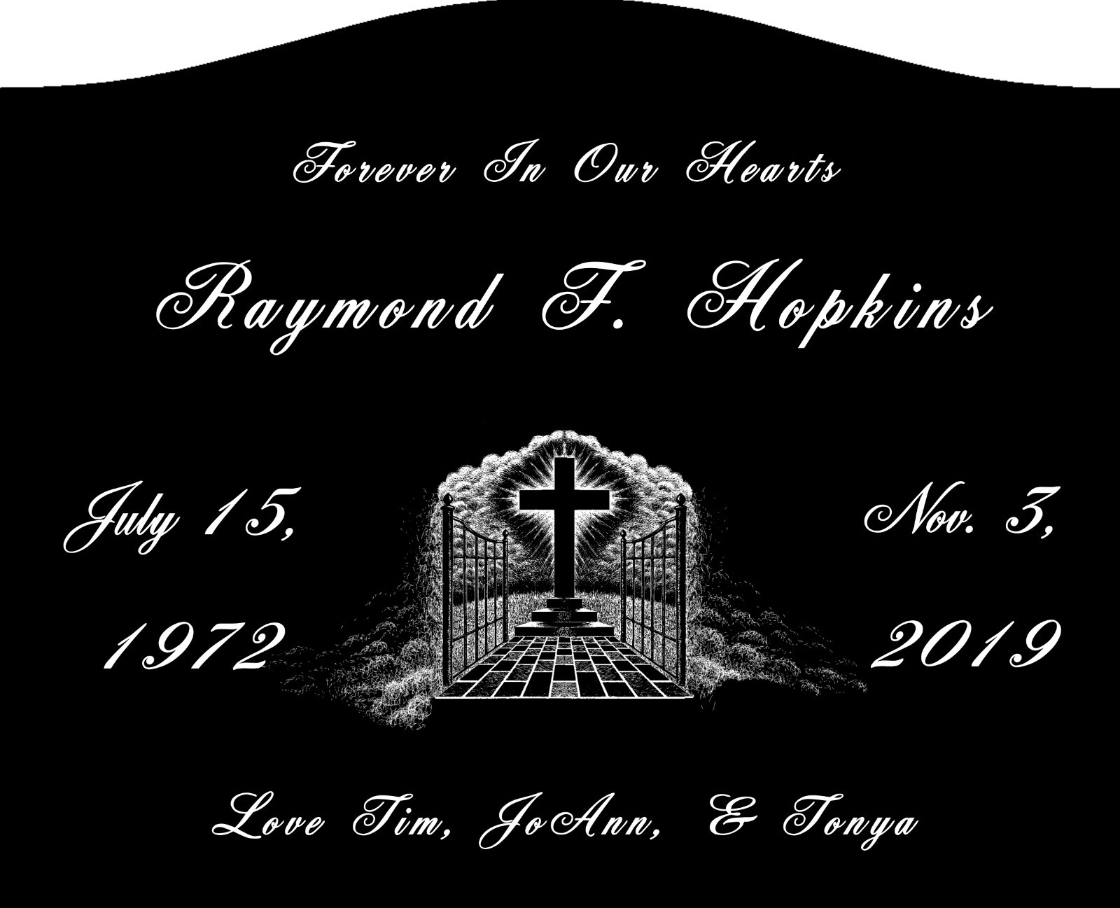 Granite Memorial Headstone Etched India Black Slant 16x8x14″ with Photo