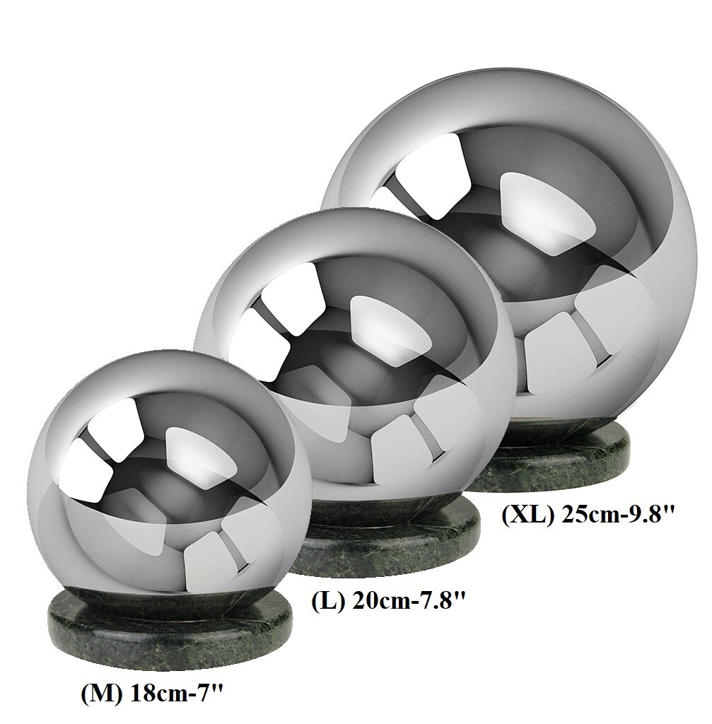 One-of-a-kind premium Cremation Urn for ashes Outdoor Stainless Steel Sphere Urn