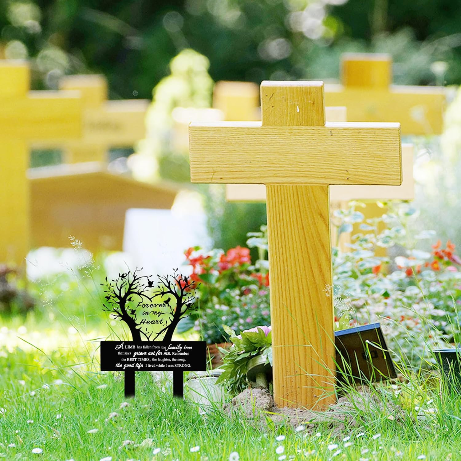 Garden Stake Graves Cemetery Decorations Metal Memorial Grave Markers Family Tre